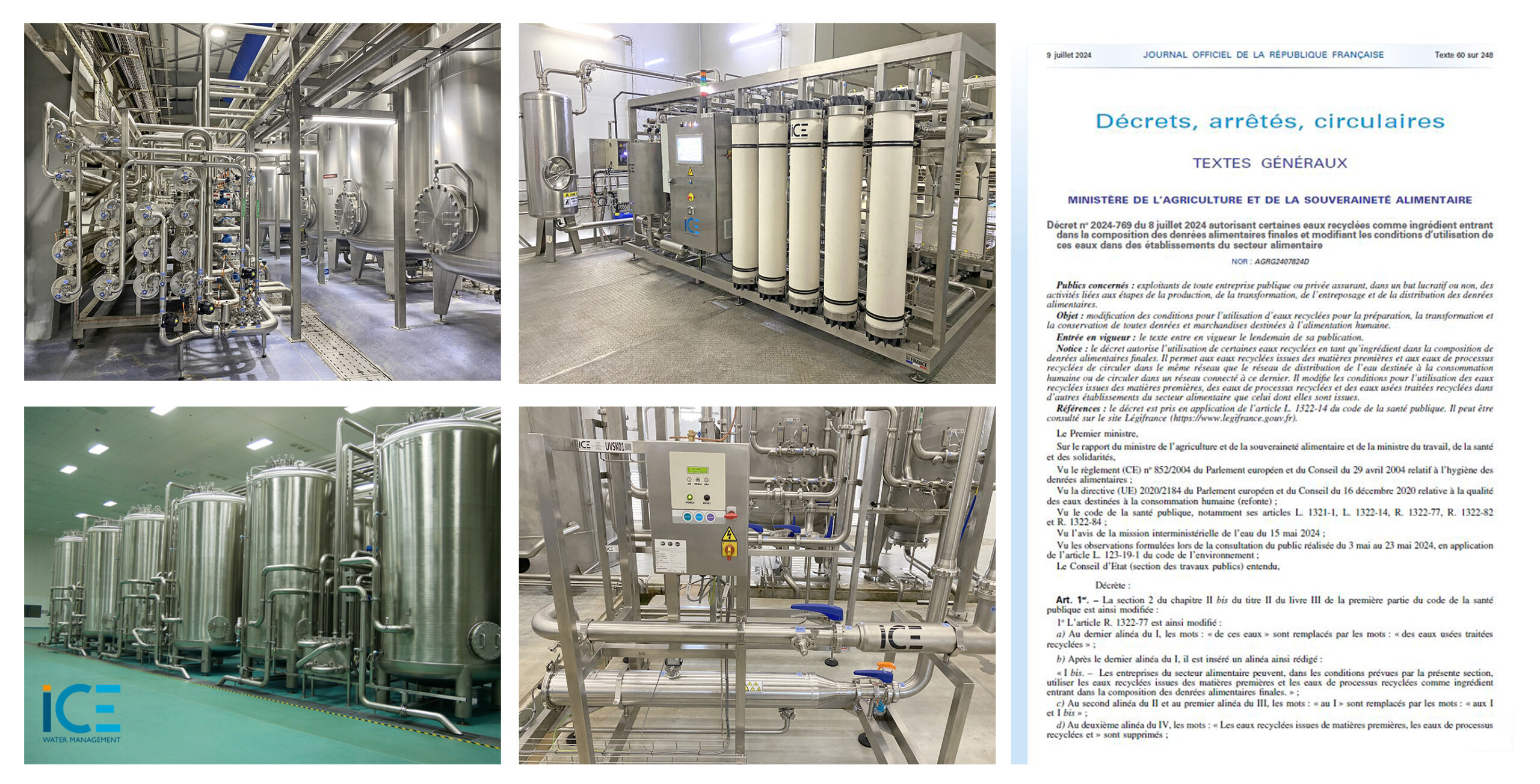 utilisation des eaux recyclées dans l'agroalimentaire - use of recycled water